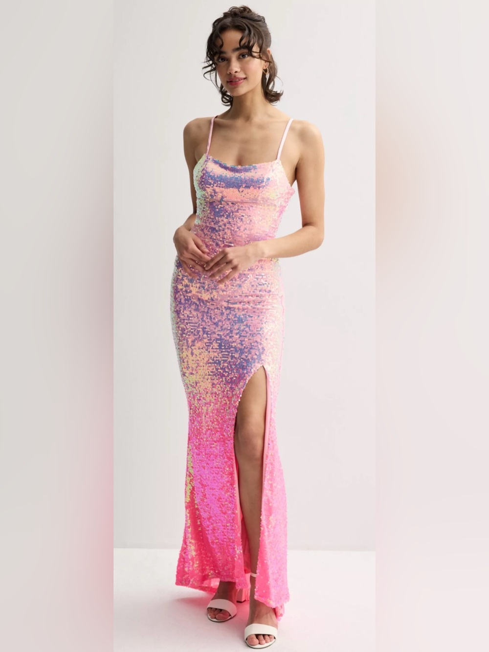 Jump Apparel Pink Multicolor Sequin Maxi Dress — Juniors’ Size 3/4 (S)